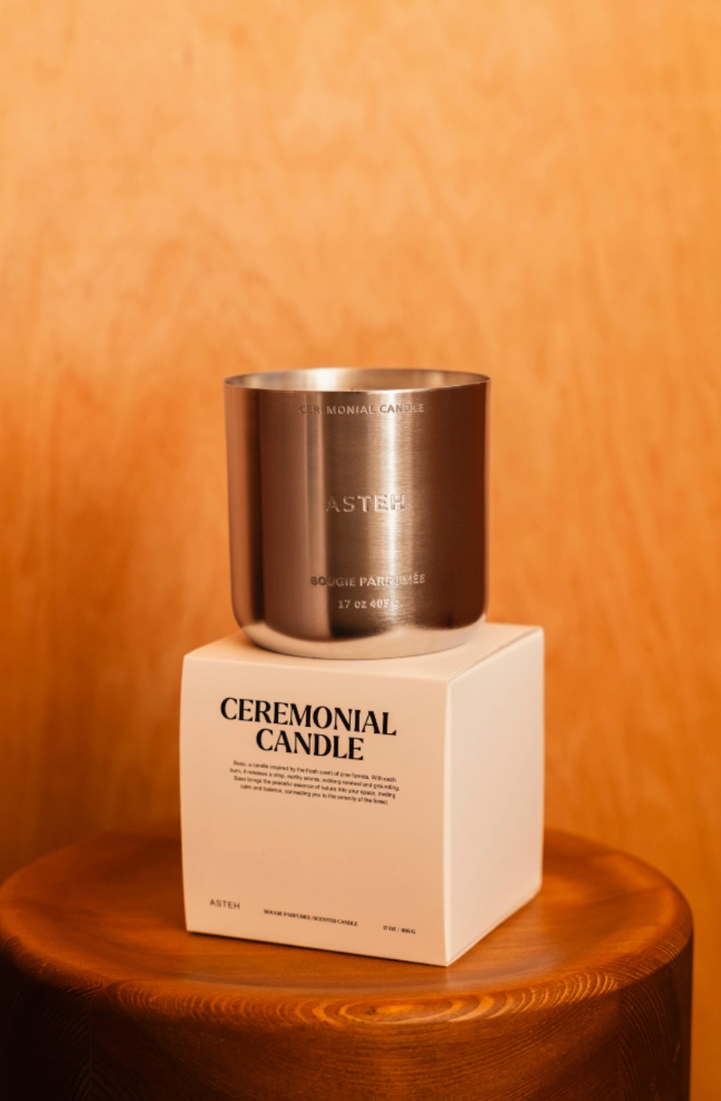 Bougie Cérémonielle Baso Asteh | Cire de Soja Bio & Bois de Cèdre